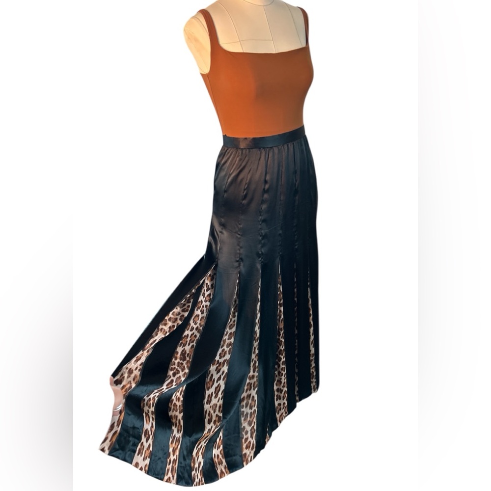 Vintage Christian Dior, leopard pleated silk maxi skirt